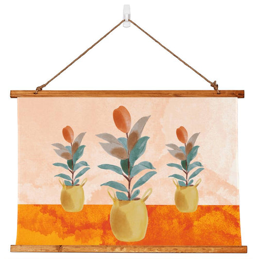 Flower Wood Framed Wall Tapestry. Constructed from soft, lightweight polyester with a wooden hanging system and features a unique, vibrantly printed design.