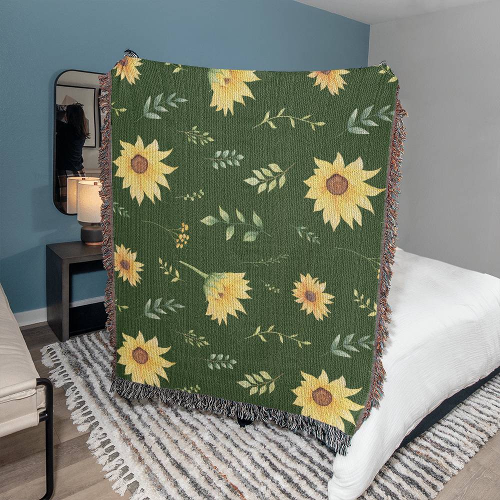 Mothers Day Blanket Sunflower Throw Blanket Sunflower Adult Blanket. Our woven throw blankets are ideal gift for Flower lovers, 100% Woven Cotton Yarn.