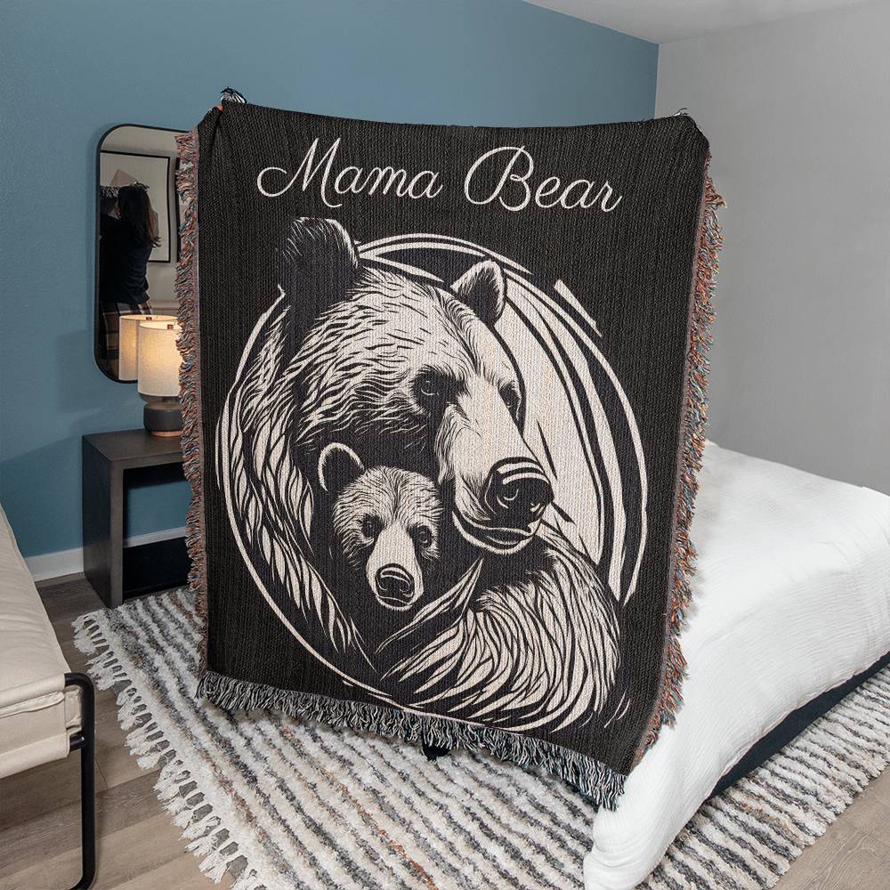 Mothers Day Blanket Mama Bear Throw Blanket Bear Adult Blanket. Our woven throw blankets are ideal gift for Bear lovers, 100% Woven Cotton Yarn.