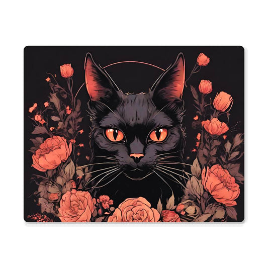 Black Cat dark academia decor. High Gloss Metal Art Print 8" x 10" or 16" x 20"